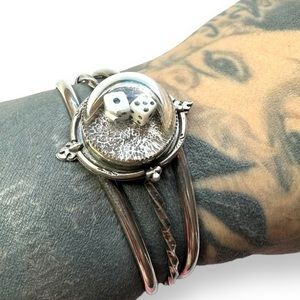 Sterling silver dice die cuff bracelet by RISH handmade artisan instagram large